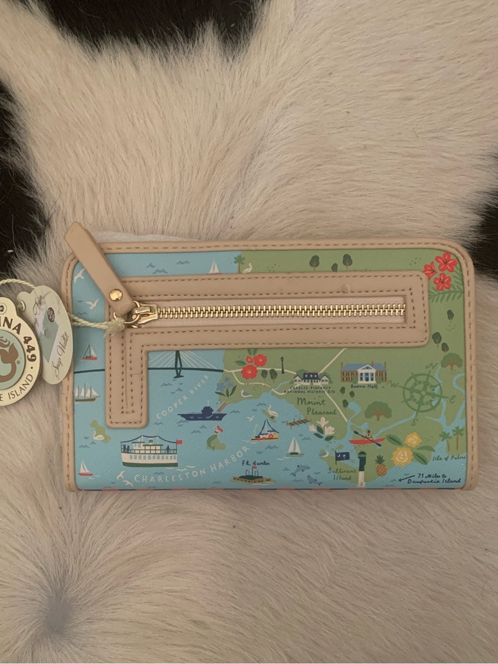 Spartina 449 Carleston map snap wallet NWT - Picture 3 of 16